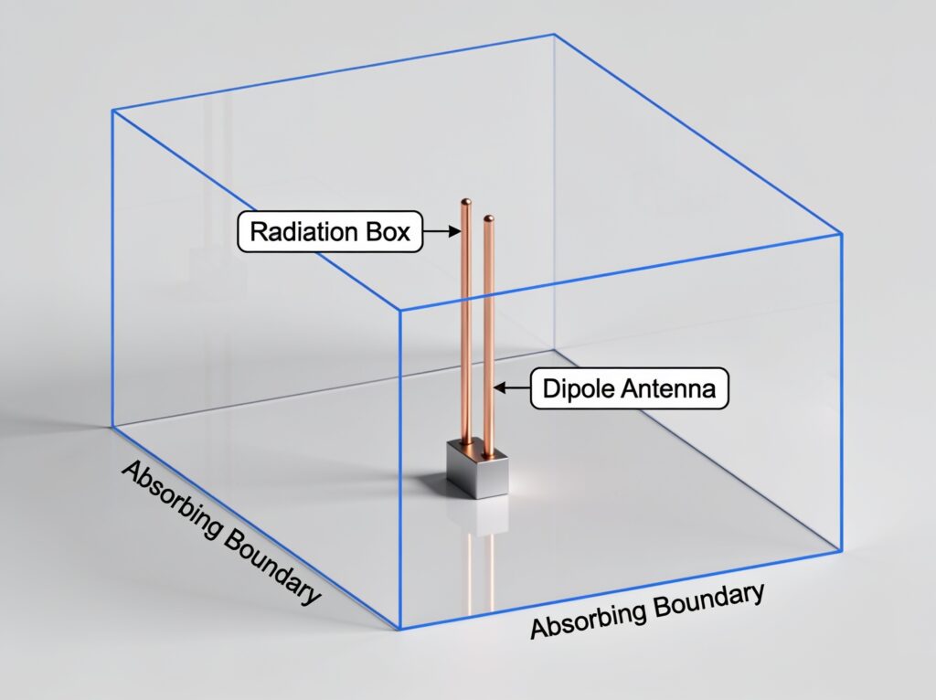HFSS에서 다이폴 안테나 해석을 위한 Radiation Box 생성