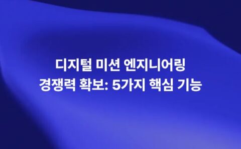 항공우주 및 국방 분야의 디지털 미션 엔지니어링과 디지털 트윈, 디지털 스레드, 물리 기반 시뮬레이션, 5가지 핵심 기능을 설명하는 썸네일 이미지