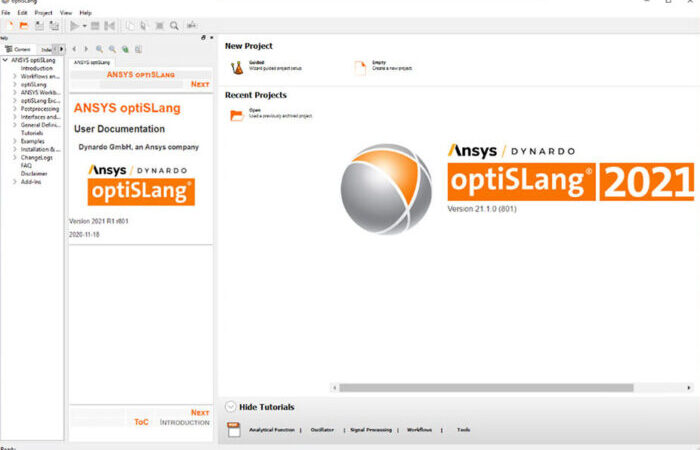 브라우저 인터랙티브 세션에서 Ansys Cloud로 실행 중인 Ansys optiSLang