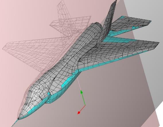 Shadow 영역을 적용해 메시 수를 줄인 전투기 bistatic RCS 해석 모델