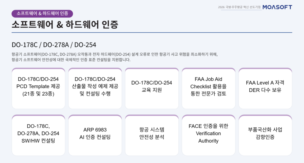 모아소프트 DO-178C DO-254 감항인증 대응 체계