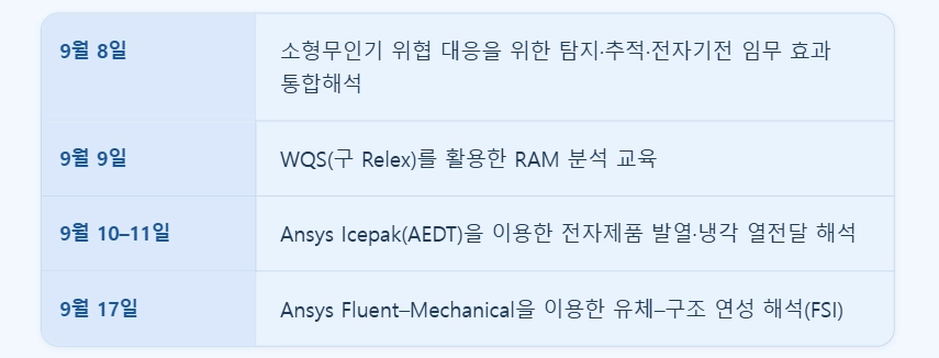 9월 구조·유동·RAM·시뮬레이션 실무교육